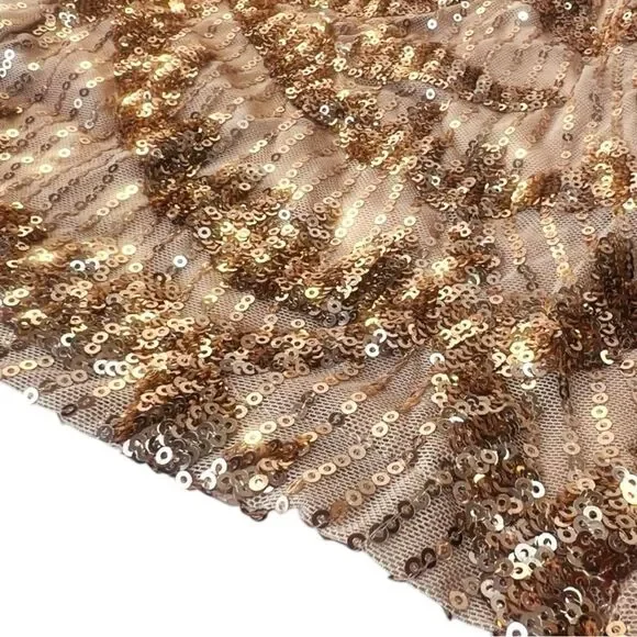 Emerald Sundae Gold Beige V-Wire Sequined Bodycon Dress Size Large - Picture 13 of 15